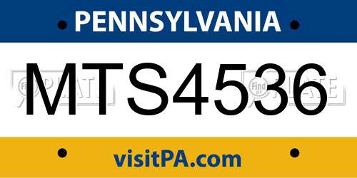 MTS4536 Pennsylvania License Plate