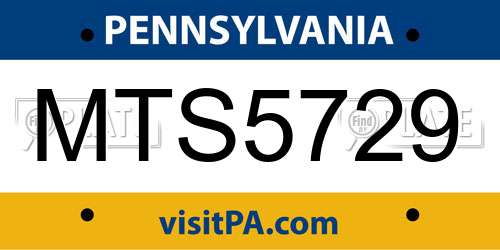 MTS5729 Pennsylvania License Plate