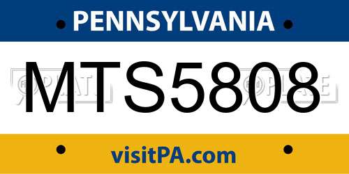 MTS5808 Pennsylvania License Plate