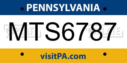 MTS6787 Pennsylvania License Plate