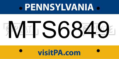MTS6849 Pennsylvania License Plate