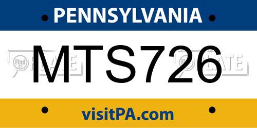 MTS726 Pennsylvania License Plate