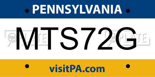 MTS72G Pennsylvania License Plate