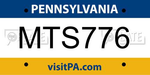MTS776 Pennsylvania License Plate