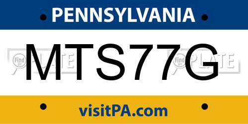 MTS77G Pennsylvania License Plate