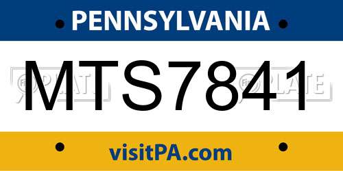 MTS7841 Pennsylvania License Plate