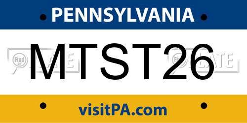 MTST26 Pennsylvania License Plate