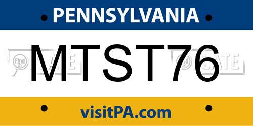 MTST76 Pennsylvania License Plate