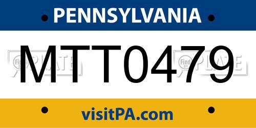 MTT0479 Pennsylvania License Plate