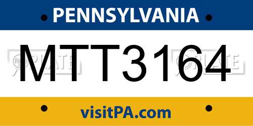 MTT3164 Pennsylvania License Plate