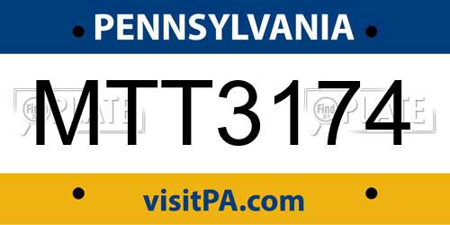 MTT3174 Pennsylvania License Plate