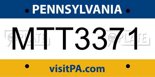 MTT3371 Pennsylvania License Plate