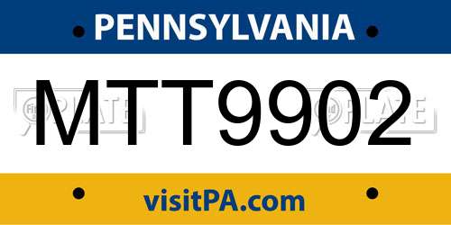MTT9902 Pennsylvania License Plate