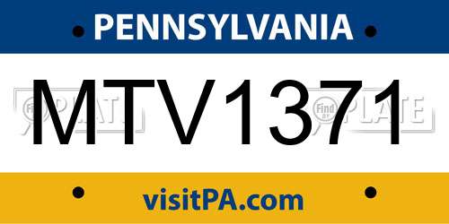 MTV1371 Pennsylvania License Plate
