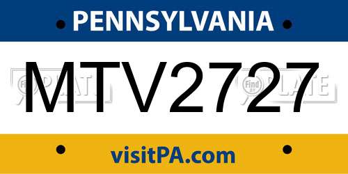 MTV2727 Pennsylvania License Plate