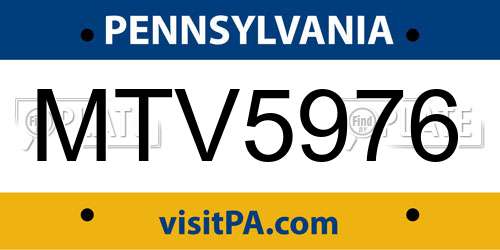 MTV5976 Pennsylvania License Plate