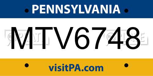 MTV6748 Pennsylvania License Plate