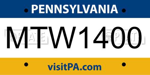 MTW1400 Pennsylvania License Plate
