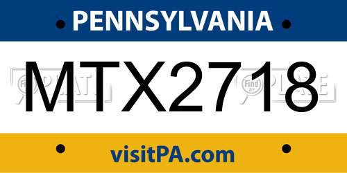 MTX2718 Pennsylvania License Plate