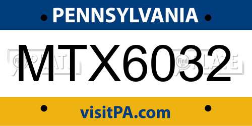 MTX6032 Pennsylvania License Plate