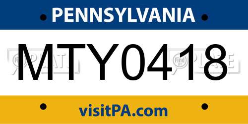 MTY0418 Pennsylvania License Plate