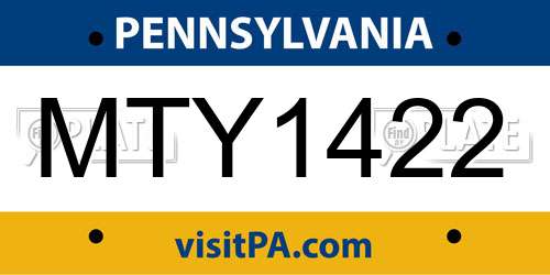 MTY1422 Pennsylvania License Plate