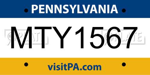 MTY1567 Pennsylvania License Plate
