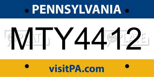 MTY4412 Pennsylvania License Plate