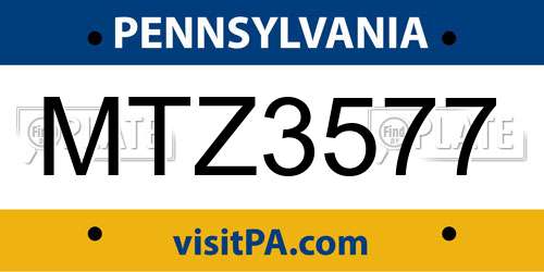 MTZ3577 Pennsylvania License Plate