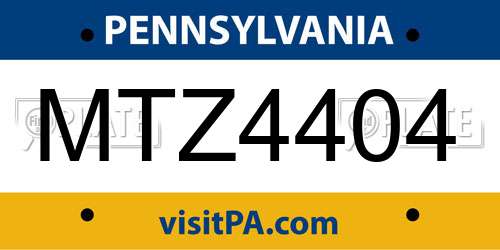 MTZ4404 Pennsylvania License Plate