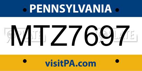 MTZ7697 Pennsylvania License Plate