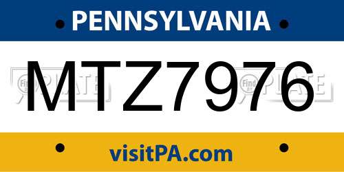 MTZ7976 Pennsylvania License Plate