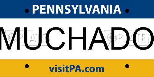 MUCHADO Pennsylvania License Plate