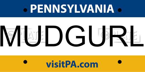 MUDGURL Pennsylvania License Plate