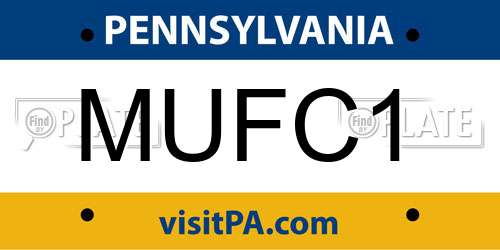 MUFC1 Pennsylvania License Plate