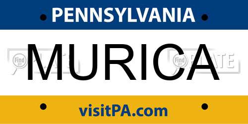 MURICA Pennsylvania License Plate