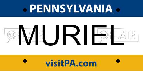MURIEL Pennsylvania License Plate