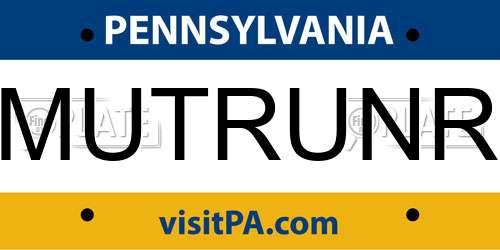 MUTRUNR Pennsylvania License Plate