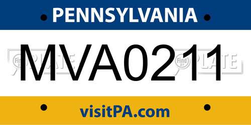 MVA0211 Pennsylvania License Plate