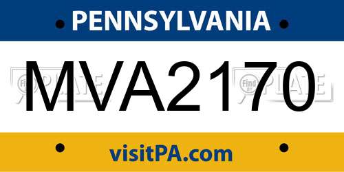 MVA2170 Pennsylvania License Plate