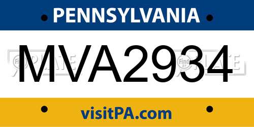 MVA2934 Pennsylvania License Plate