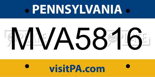 MVA5816 Pennsylvania License Plate
