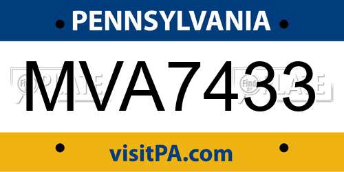 MVA7433 Pennsylvania License Plate