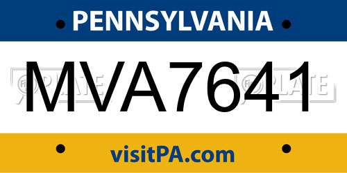 MVA7641 Pennsylvania License Plate