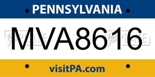MVA8616 Pennsylvania License Plate