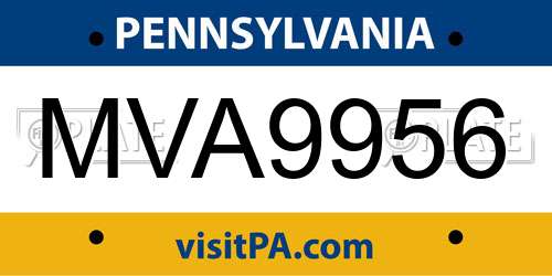 MVA9956 Pennsylvania License Plate