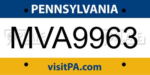 MVA9963 Pennsylvania License Plate