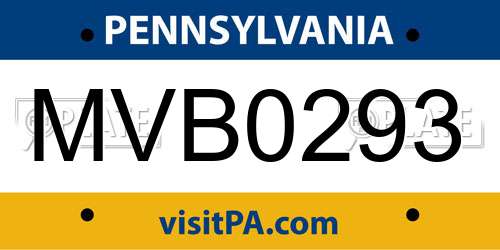 MVB0293 Pennsylvania License Plate