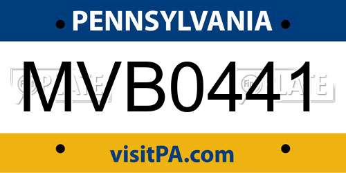 MVB0441 Pennsylvania License Plate