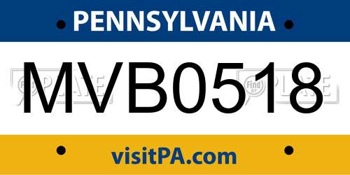 MVB0518 Pennsylvania License Plate
